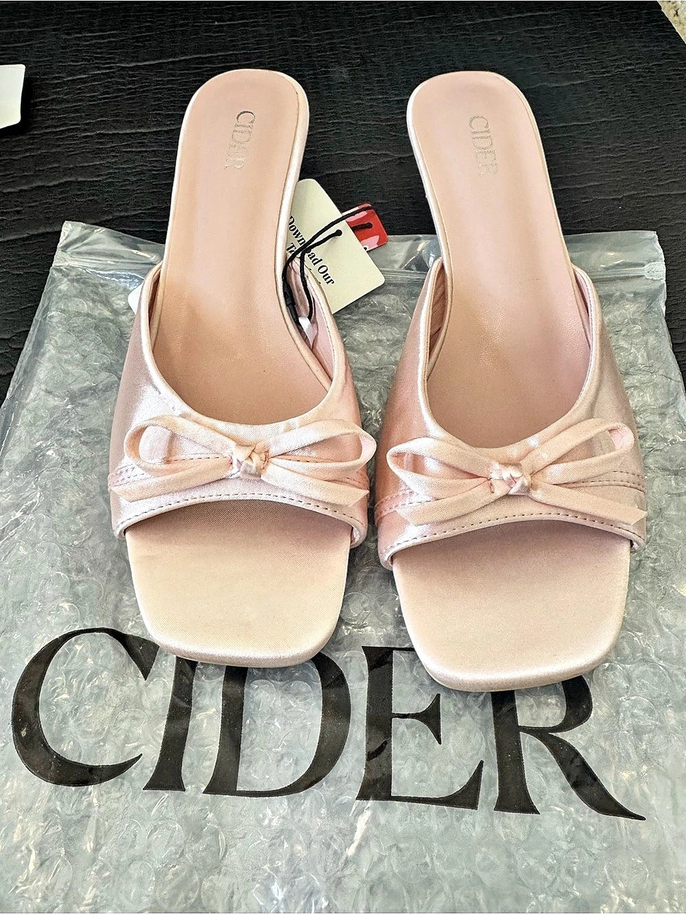 CIDER Bowknot Satin Kitten Heels Pink EU 39